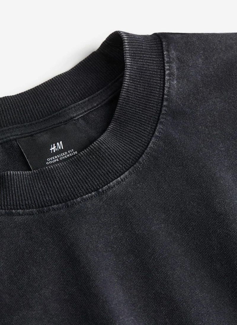 H&M Oversized Fit Printed Jersey Top