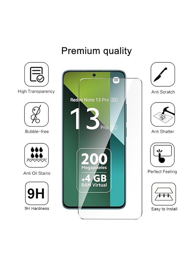 عام Xiaomi Redmi Note 13 Pro 5G Clear Phone Case + 2 حامي شاشة من الزجاج المقوى للهاتف + غطاء واقي من السيليكون الناعم TPU شفاف مقاوم للخدوش والصدمات - Image 4