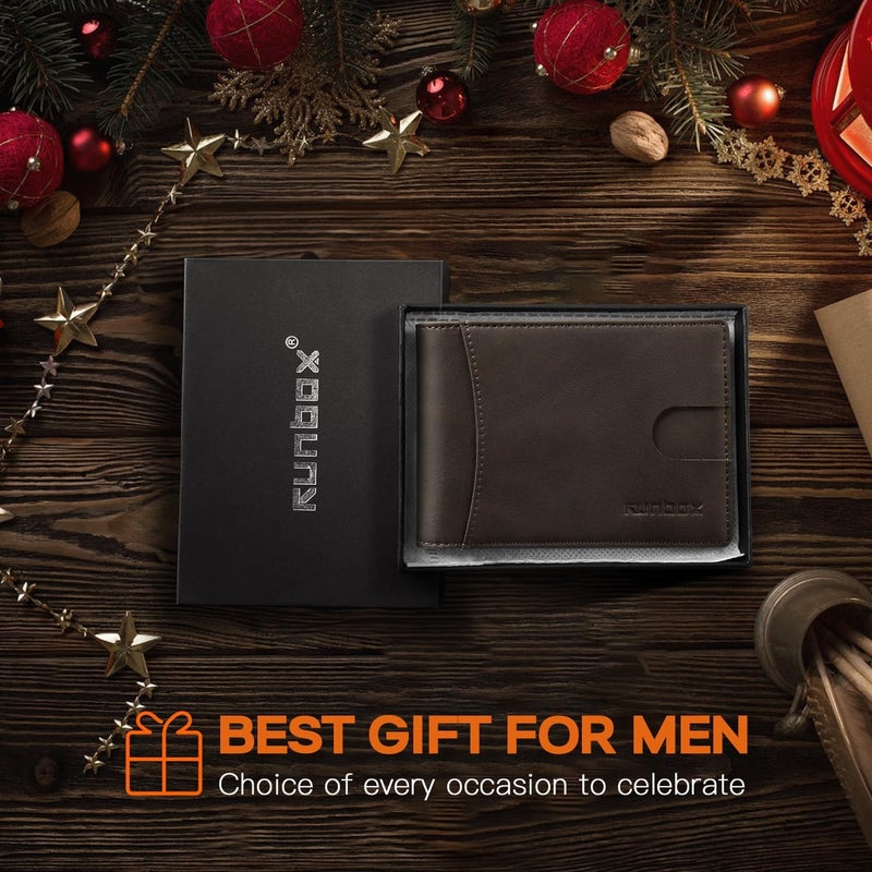 RUNBOX Slim Money Clip Wallets for Men RFID Blocking 11 Card Holder Minimalist Small Leather Bifold Men's Front Pocket Wallet Gift Box - Image 4