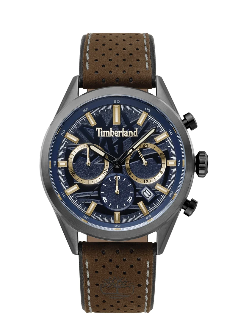 تمبرلاند Randolph Men's Watch 44mm Analog Dark Blue Dial Dark Brown Leather Strap