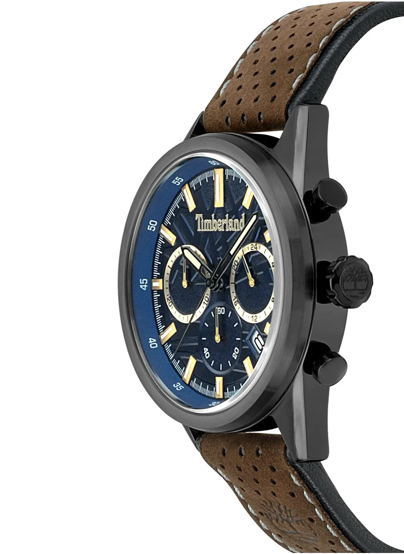 تمبرلاند Randolph Men's Watch 44mm Analog Dark Blue Dial Dark Brown Leather Strap