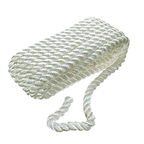 Seachoice 42501 Dock Rope for Boating - 3-Strand Twisted Nylon Dock Line, ⅜-Inch x 10 Feet, White - Image 1