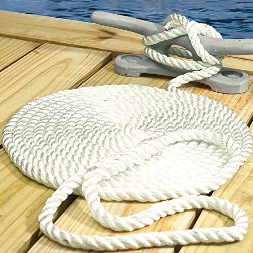 Seachoice 42501 Dock Rope for Boating - 3-Strand Twisted Nylon Dock Line, ⅜-Inch x 10 Feet, White - Image 2
