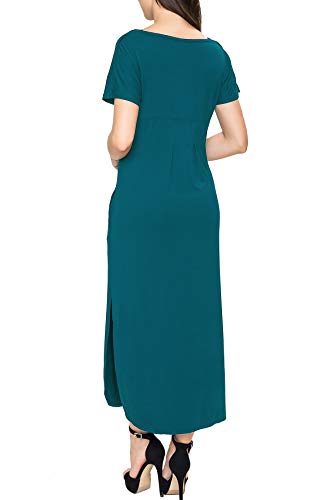 Smallshow Women's Maternity Nursing Dresses Split Long Dress for Breastfeeding Large Teal - Image 4