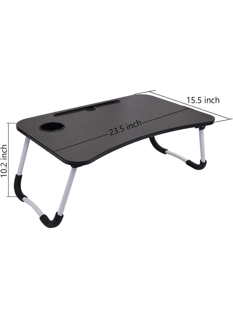 bunca Foldable Laptop Table for Bed and Sofa - Multi-Purpose, Cup Slot, Tablet and Cell Phone Holder - Study and Serving Desk - Lightweight and Easy to Store, black from bunca - Image 3