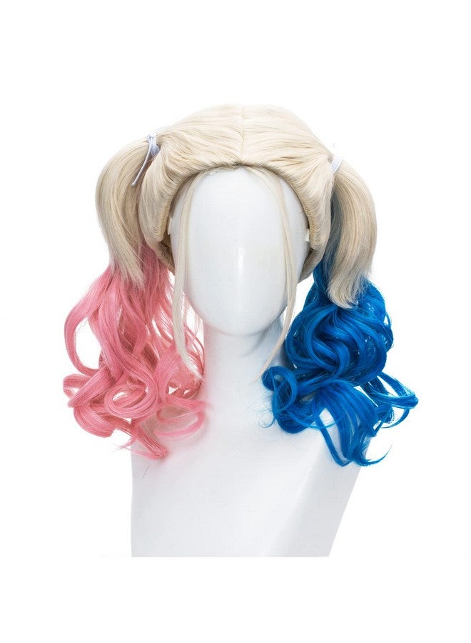 TSNOMORE Pink and Blue Wig for Women Curly Two Ponytails Wig for Girl Halloween Costume Party Cosplay Wig - Image 1