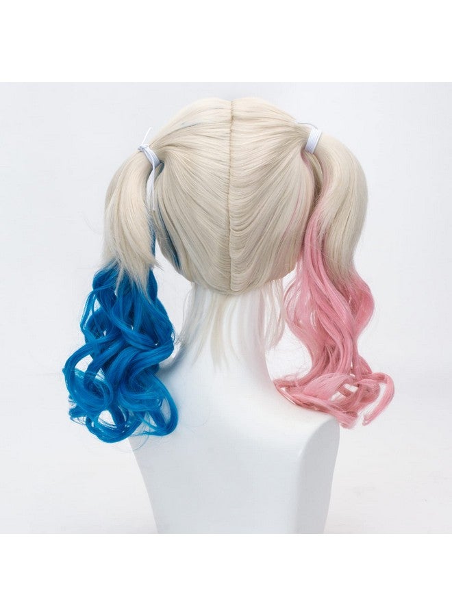 TSNOMORE Pink and Blue Wig for Women Curly Two Ponytails Wig for Girl Halloween Costume Party Cosplay Wig - Image 4