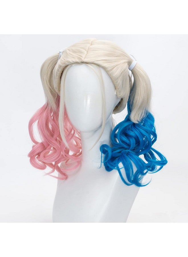TSNOMORE Pink and Blue Wig for Women Curly Two Ponytails Wig for Girl Halloween Costume Party Cosplay Wig - Image 3