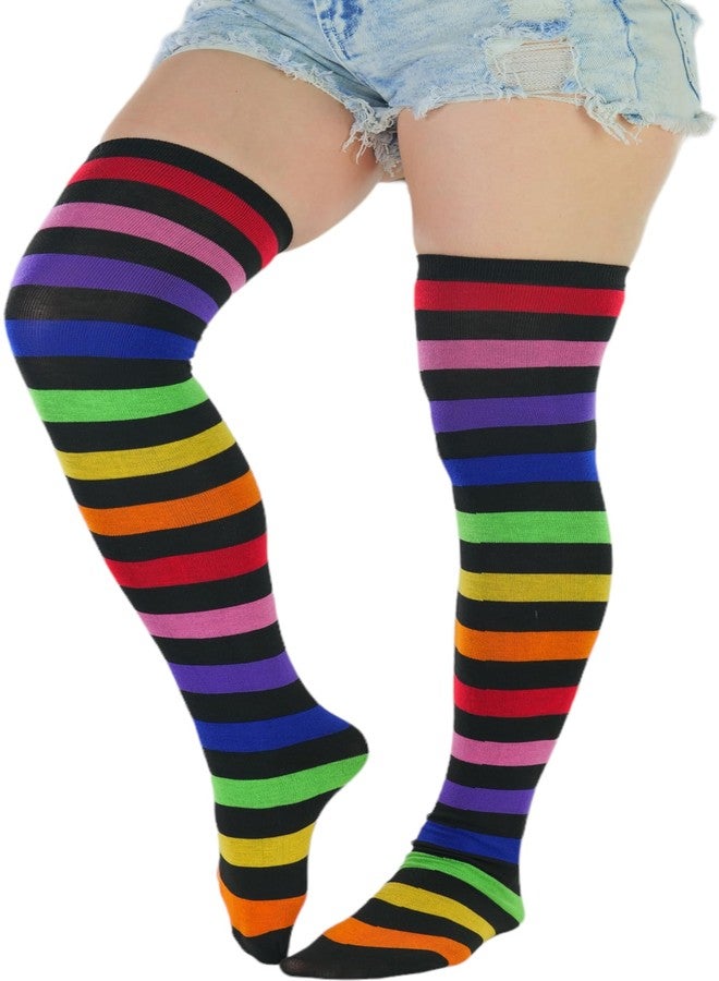 جوارب نسائية من الأكريليك من ToBeInStyle - أسود ومخطط بألوان قوس قزح - مقاس واحد - Image 4