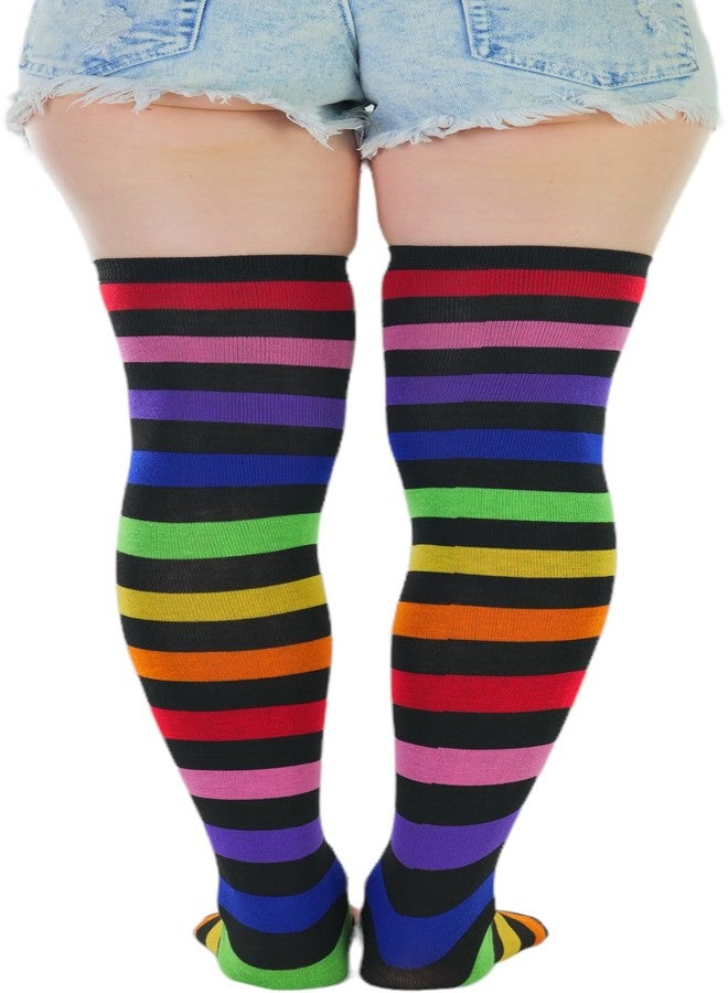 جوارب نسائية من الأكريليك من ToBeInStyle - أسود ومخطط بألوان قوس قزح - مقاس واحد - Image 5