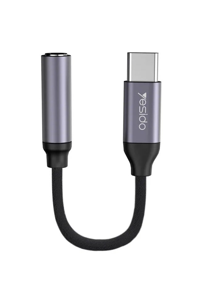 Yesido YAU19 Type-C to 3.5mm Audio Adapter Cable  Grey - Image 1