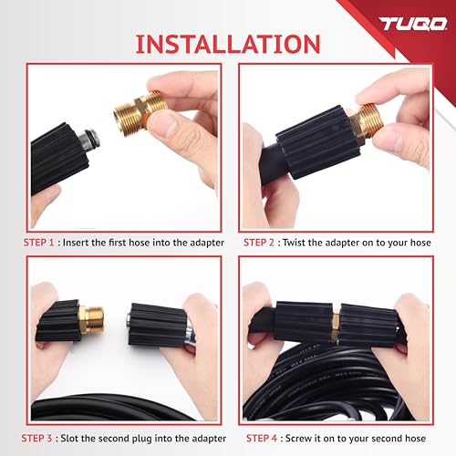 TUQO High Pressure Washer Hose Connector | M22-15mm Male to M22-15mm Male | Solid Brass, 5000 PSI Pressure Washer Hose Extension Adapter Fitting | 1 PCS | RB438 - Image 5