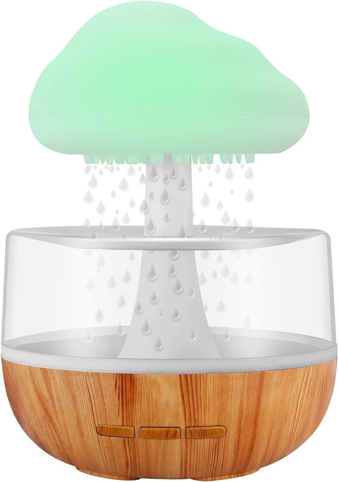RAIN CLOUD NIGHT LIGHT AROMATHERAPY ESSENTIAL OIL DIFFUSER MICRO HUMIDIFIER DESK FOUNTAIN BEDSIDE SLEEPING RELAXING MOOD WATER DROP SOUND PACK OF 1