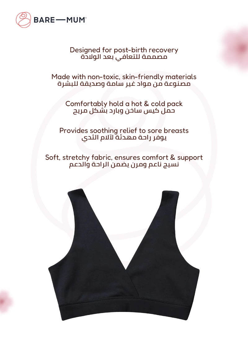 BARE-MUM Postpartum Bralette | Reversible Design | Soft & Stretchy | Holds Warm & Cool Inserts | Comfortable & Supportive | Ideal for Breastfeeding & Sore Breasts | Machine Washable - Large Size - Image 4