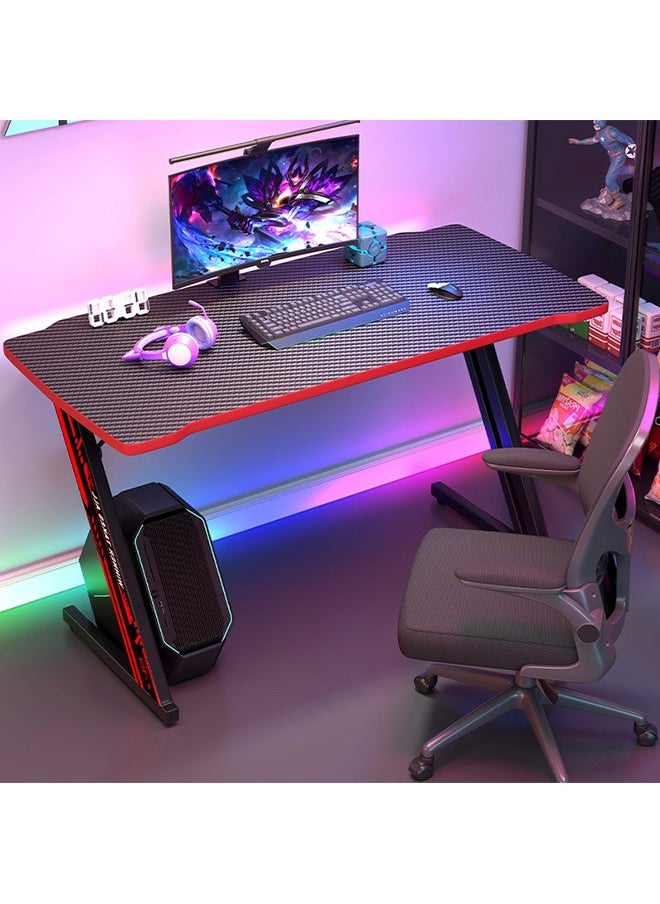 LEXIN Gaming Desk with Carbon Fiber Surface and Ambient Light- Ideal Gift for Gamers, PC Enthusiasts, and Home Office Workstations 