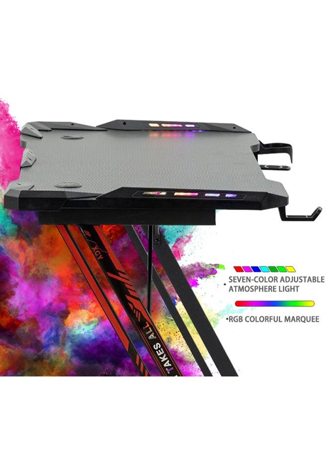 LEXIN Gaming Desk with Carbon Fiber Surface and Ambient Light- Ideal Gift for Gamers, PC Enthusiasts, and Home Office Workstations  - Image 2