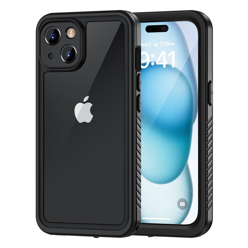 Lanhiem for iPhone 15 Case, IP68 Waterproof Dustproof Shockproof for iPhone 15 Cases with Built-in Screen Protector, Protective Heavy Duty Rugged Phone Cover for iPhone 15-6.1 inch (Black/Clear) - Image 1