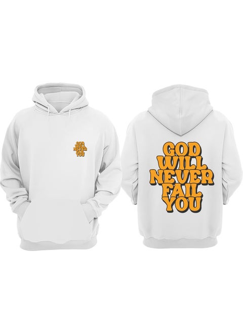 Unisex God Will Never Fail You Design Front Back Printed Regular Fit White Sweatshirt