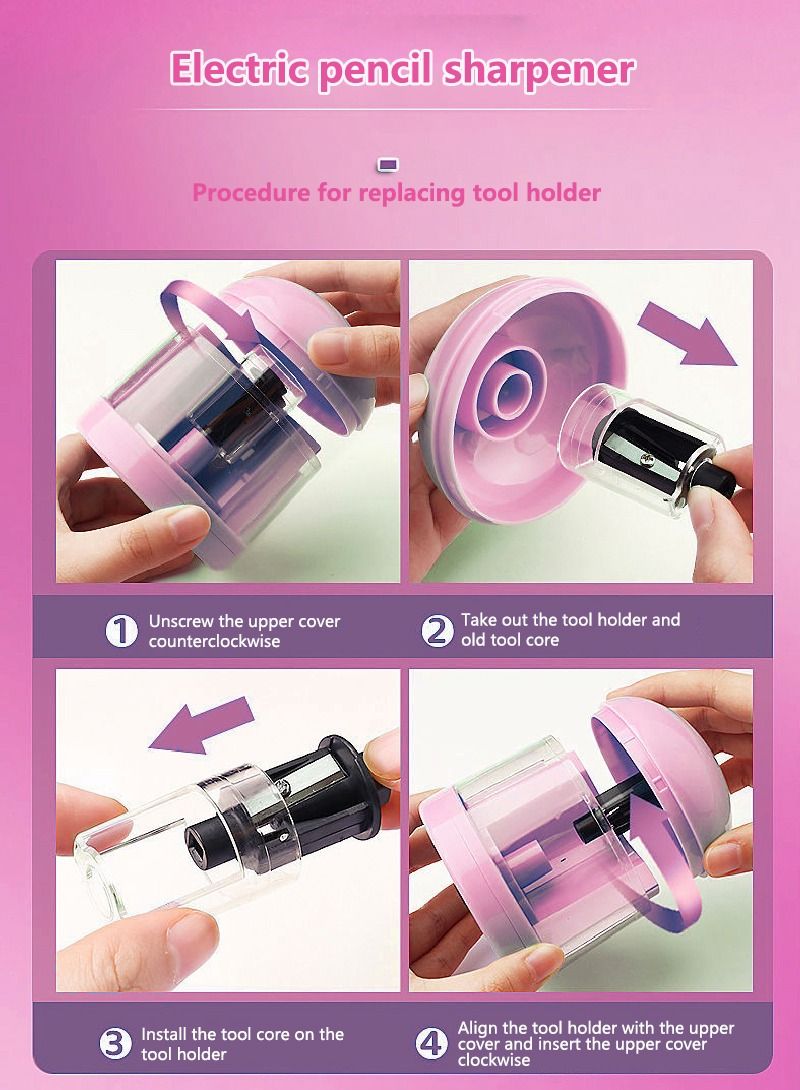 33PCS Electric Pencil Sharpener Eraser Vacuum Cleaner Set Portable Stationery For Kids Adults Home Office School Classroom - Image 4