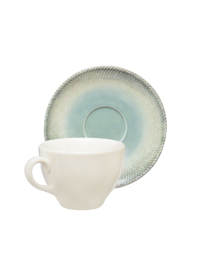 Kutahya Coffee Cup 100 ML & Saucer 12 CM Sky & Cloud Decorated - Image 1