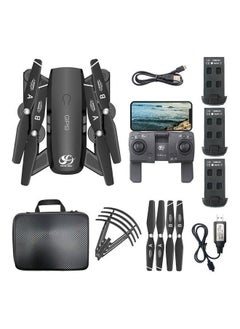 CSJ S166GPS Drone with Camera 1080P Follow me Auto Return Home WIFI FPV Live Video Gesture Photos RC Quadcopter for Adults w/ 3 Battery Handbag 26.5*9*21cm