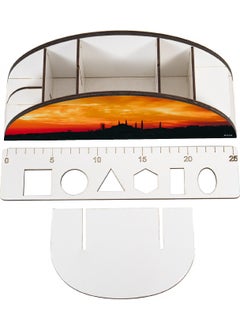 KutuTR Wooden Vip Istanbul Model Rainbow Ruler Desktop Pen Holder Organizer with Mounted Box  - Image 3