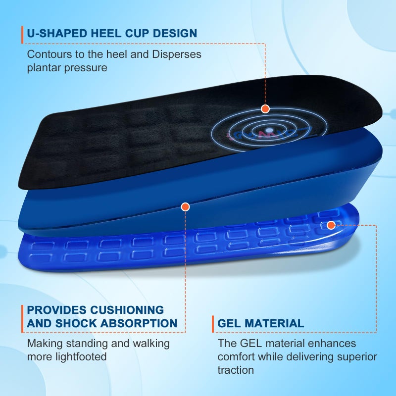 ZAIWOO Heel Cushion for Shock Absorption, Heel Pain Relief Inserts, All-Day Comfort for Heel Spurs & Plantar Fasciitis & Achilles Tendonitis, Heel Lift Cups for Foot Discomfort - Image 2