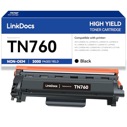 LinkDocs TN760 High Yield Toner Cartridge Replacement for Brother TN-760 TN730 to Use with HL-L2350DW HL-L2395DW HL-L2390DW HL-L2370DW MFC-L2750DW MFC-L2710DW DCP-L2550DW Printer - Image 1