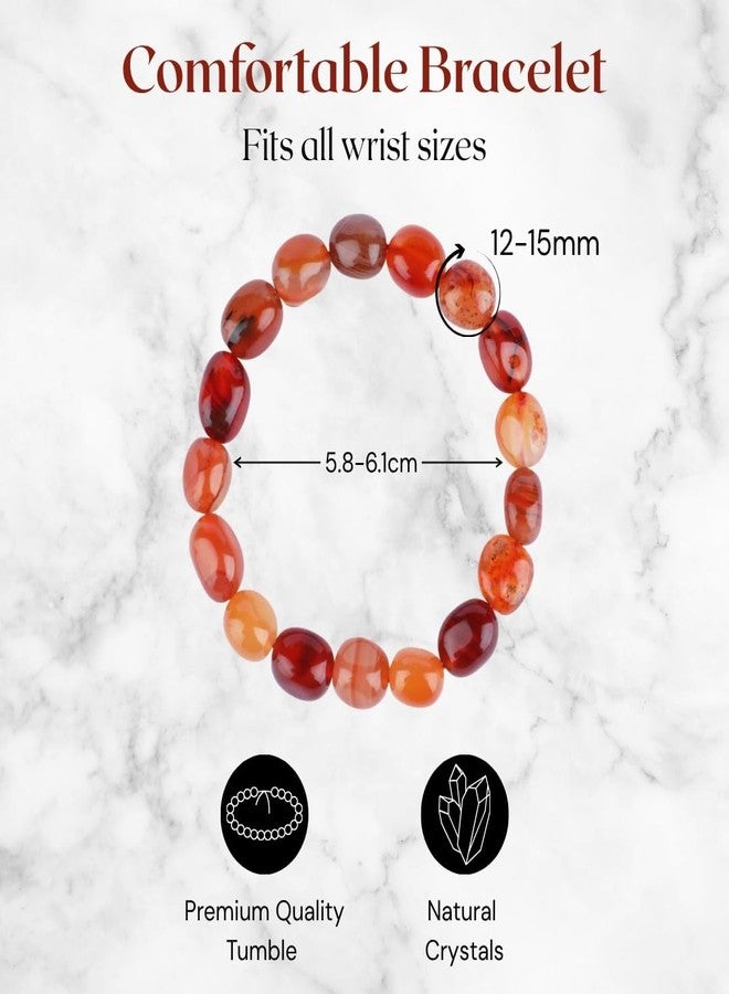 ARE - Aeora Rocks : Carnelian Tumble Stone Bracelet for Men and Women | Boosts Confidence & Courage | Inspires Creativity & Passion (Tumble Size: 12-15 mm Approx) - Image 5