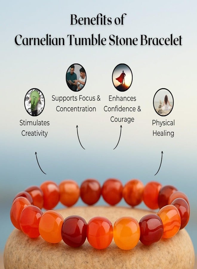 ARE - Aeora Rocks : Carnelian Tumble Stone Bracelet for Men and Women | Boosts Confidence & Courage | Inspires Creativity & Passion (Tumble Size: 12-15 mm Approx) - Image 2