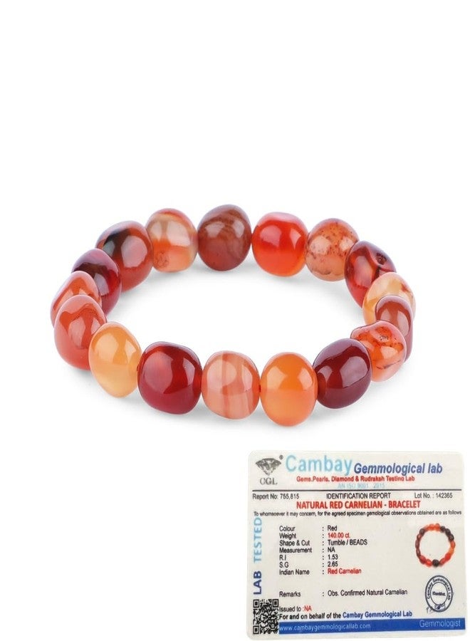 ARE - Aeora Rocks : Carnelian Tumble Stone Bracelet for Men and Women | Boosts Confidence & Courage | Inspires Creativity & Passion (Tumble Size: 12-15 mm Approx) - Image 1