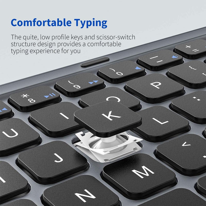 Foldable Bluetooth Keyboard with Touchpad Compatible with iOS/Mac OS - Multi Device Rechargeable Wireless Keyboard with Trackpad for iMac, iPad, iPad Pro, iPad Air, iPad Mini, iPhone - Image 2