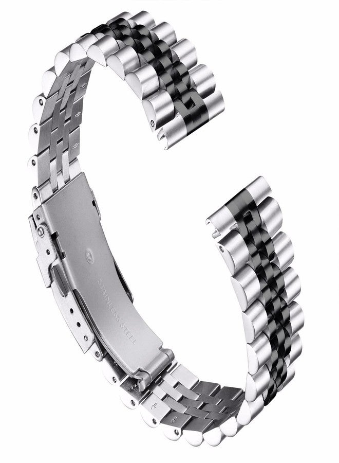 BINLUN Stainless Steel Watch Strap Replacement Metal Watch Bracelet 18mm 20mm 22mm 24mm 26mm Smart Watch Band for Men Women in Silver, Gold, Black, Rose Gold, Two Toned with Safety Deployment Clasp - Image 3