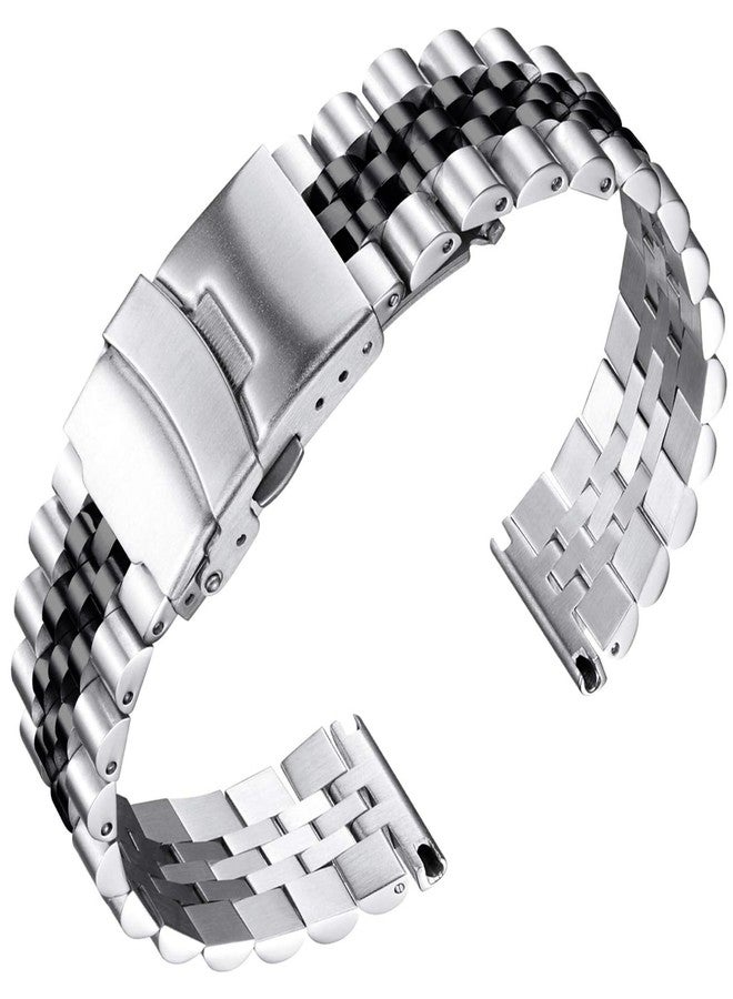 BINLUN Stainless Steel Watch Strap Replacement Metal Watch Bracelet 18mm 20mm 22mm 24mm 26mm Smart Watch Band for Men Women in Silver, Gold, Black, Rose Gold, Two Toned with Safety Deployment Clasp - Image 1