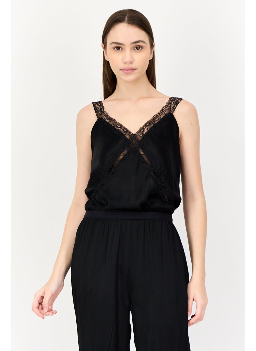 Maje Women Plain Sleeveless Jumpsuit, Black  - Image 2