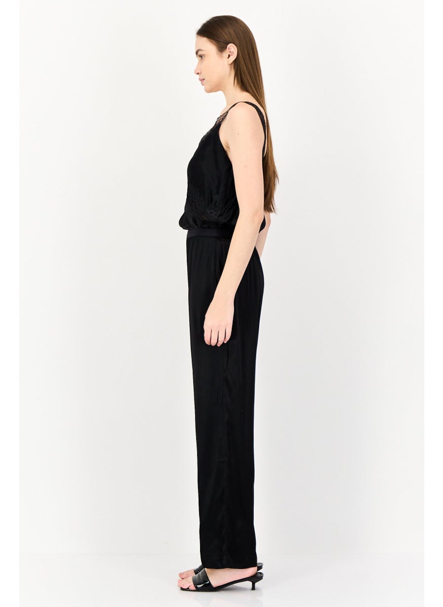 Maje Women Plain Sleeveless Jumpsuit, Black  - Image 3