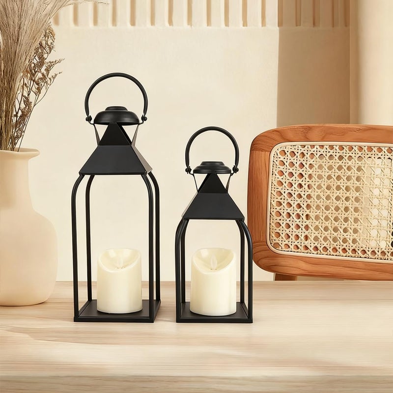 Pibeyer Modern Lantern Decor Indoor,Black Metal Lanterns Outdoor,Decorative Candles Lanterns for Living Room,Home,Farmhouse,Porch,Patio,Fireplace,Table,Floor,Fall,Christmas,Holiday - Image 5