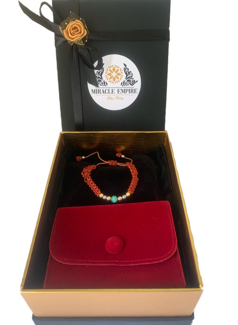 Miracle Empire 18k Rose White Yellow Gold Plated Beads Orangy Brown Rope Bracelet  - Image 3