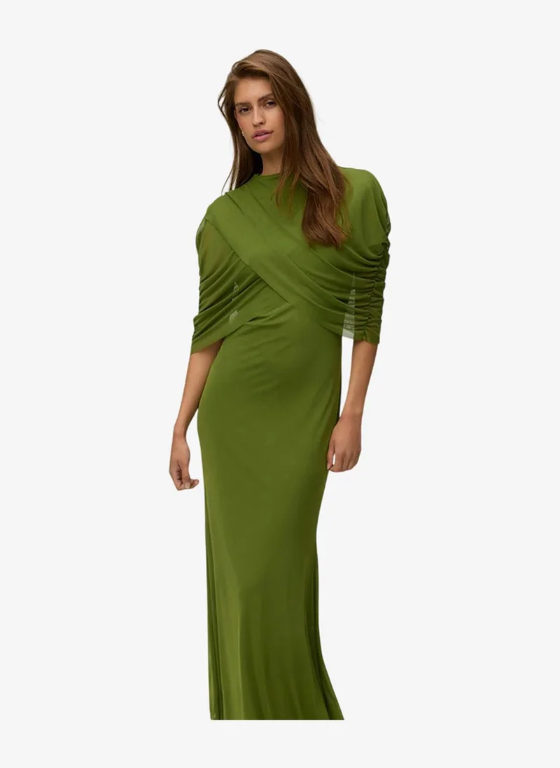 فيرو مودا Women's VMROSETTA Half Sleeve Mesh Maxi Jersey Dress