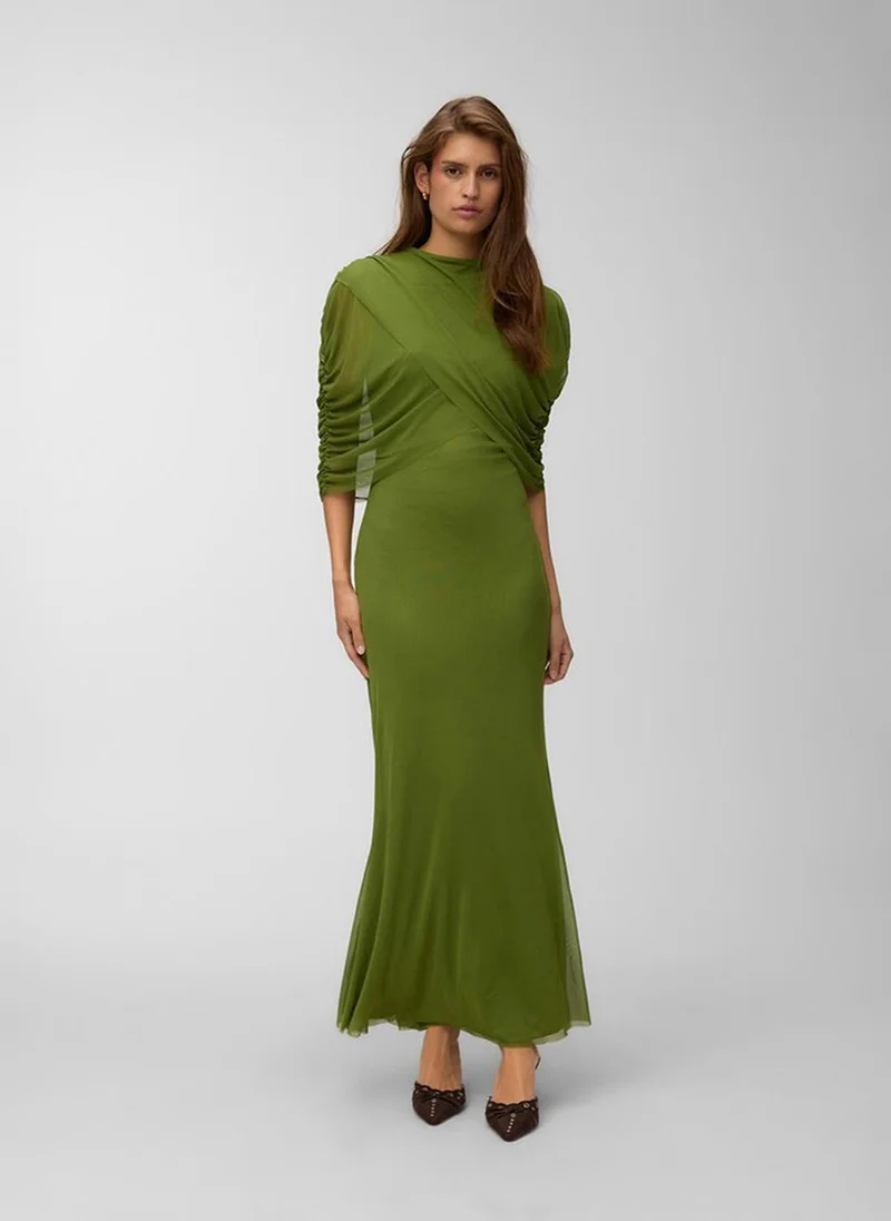 فيرو مودا Women's VMROSETTA Half Sleeve Mesh Maxi Jersey Dress