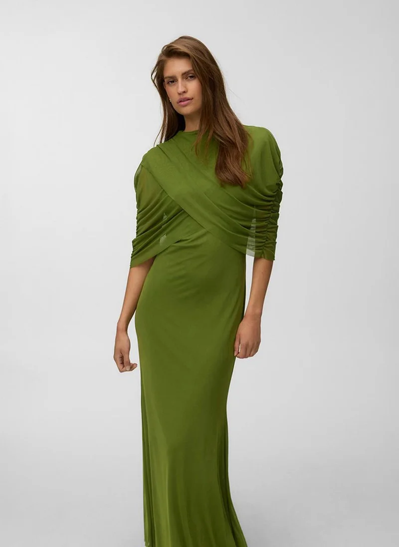 فيرو مودا Women's VMROSETTA Half Sleeve Mesh Maxi Jersey Dress