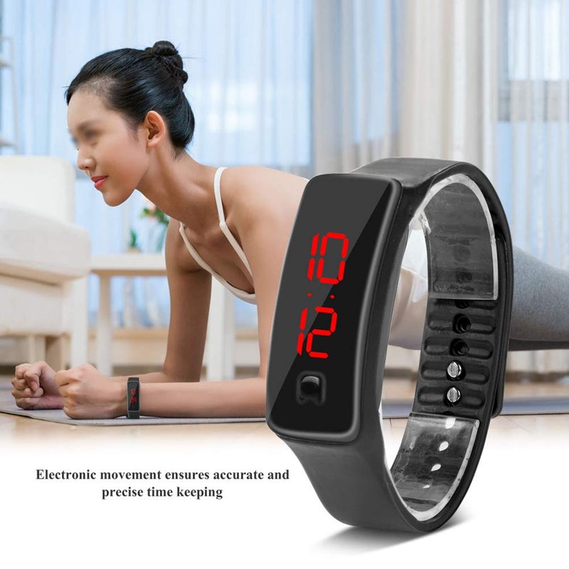 klarako Sports Outdoor Wristwatches, Waterproof LED Wristwatch, Electronic Wristwatch Fitness Tracker Smart Wristband Sports Watch for Children Women Women Men Girls Boys(black) - Image 5