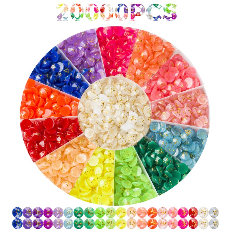 Forever young 20000PCS Glitter Beads for Diamond Painting Diamond Painting Beads Diamond Painting Accessories 20 Colors Round Diamond Painting Drills Flatback Rhinestones for Crafts Bead Art or Nails Art 28MM