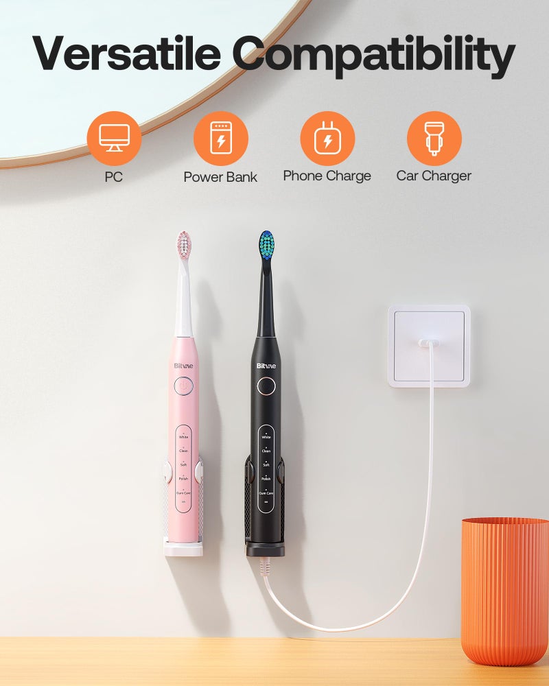 Bitvae Replacement Charger Cable, Fits D2/R1/R2/S2 Electric Toothbrush, C2/C5/C6 Water Dental flosser, USB DC Charging Cord, White - Image 5