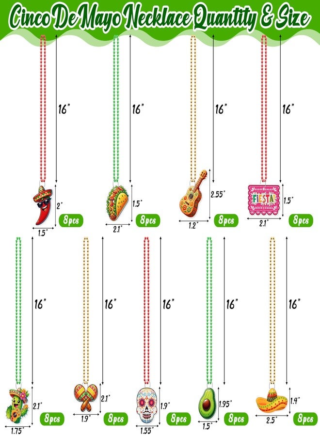 jollylife 36PCS Cinco de Mayo Fiesta Necklaces Beads Mexican Party Favors Birthday Decorations Supplies Bulk - Image 3