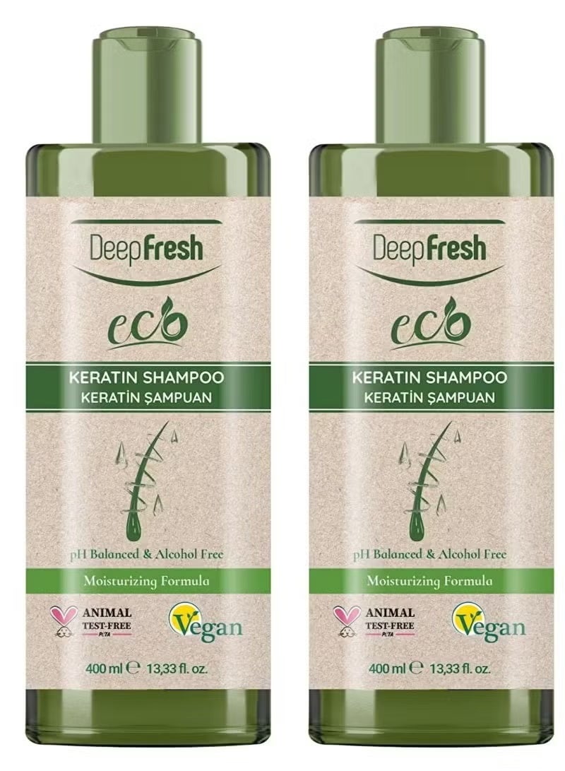 Two 400ml bottles of keratin shampoo