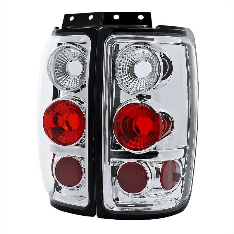 SpecD Tuning Chrome Housing Clear Lens Tail Lights Compatible with 19972002 Ford Expedition Left Right Pair Assembly