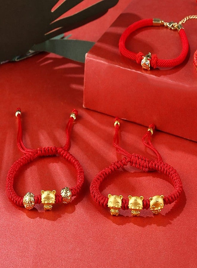 TEMICO Adjustable Handmade Red String Rope Bracelet for Women Zodiac Animal Lucky Tiger Charm Bracelets New Year Birthday Aumlet Gift,(Style 2) - Image 3