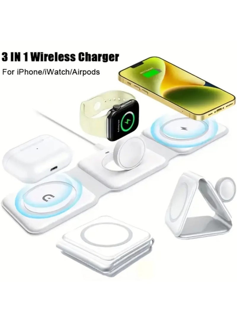 toocki 3 in 1 Wireless Charging Station, Magnetic Folding Portable, Fast Wireless Charger Stand - Image 1