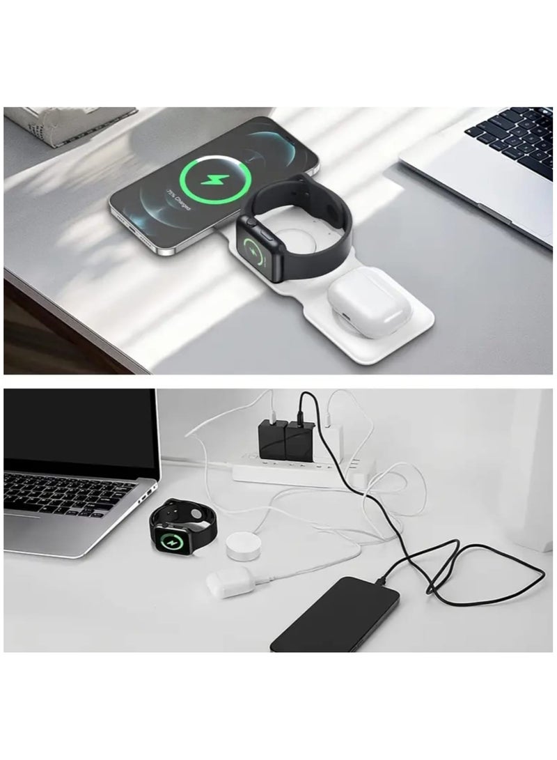 toocki 3 in 1 Wireless Charging Station, Magnetic Folding Portable, Fast Wireless Charger Stand - Image 3